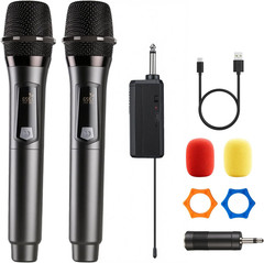 Wireless Microphone, Rechargeable Fixed Frequency Handheld Wireless Mic, Dual