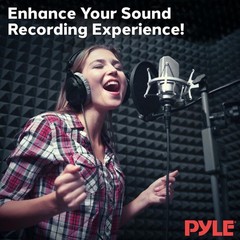 Pyle 2 Pcs. Sound Absorbing Wall Panel Studio Foam – Dampening Wedge with Stand
