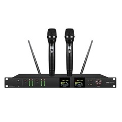 UHF Dual Wireless Handheld Microphone System IR Infrared Adjustable Frequencies