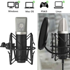 Condenser Microphone 192kHz/24Bit for Podcast Recording, PC Computer Gaming Stre