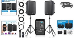 Portable PA System Bluetooth Microphone Speakers Mixer Stand 8 Channel