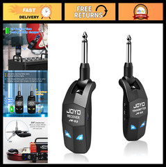 Wireless Guitar System 2.4GHz Rechargeable Audio Transmitter & Receiver, 4 Chann