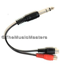 6 inch 1/4″ Male Stereo Plug to Dual RCA Jacks (F) Premium Audio Cable Wire Cord