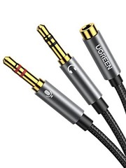 Headphone Splitter for Computer 3.5mm Female to 2 Dual 3.5mm Male Braided