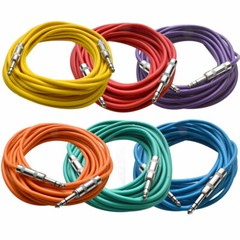 SEISMIC AUDIO – 6 Pack of Colored 1/4″ TRS 25′ Patch Cable – Balanced Effects EQ