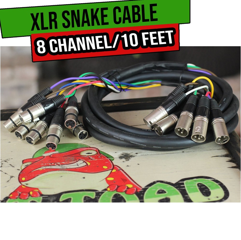 XLR Snake Cable Patch – FAT TOAD 8-Channel Pro Audio Mic Cord Mixer Sound Stage