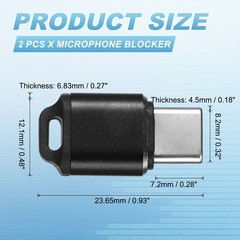 2PCS Microphone Blocker, USB Type C Audio Blocker, Black，High Quality