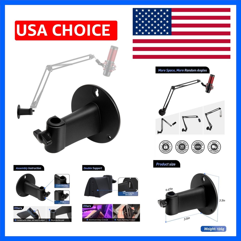 Microphone Wall Mount Boom Arm – Microphone Wall Mount for Mic holder，Horizon…