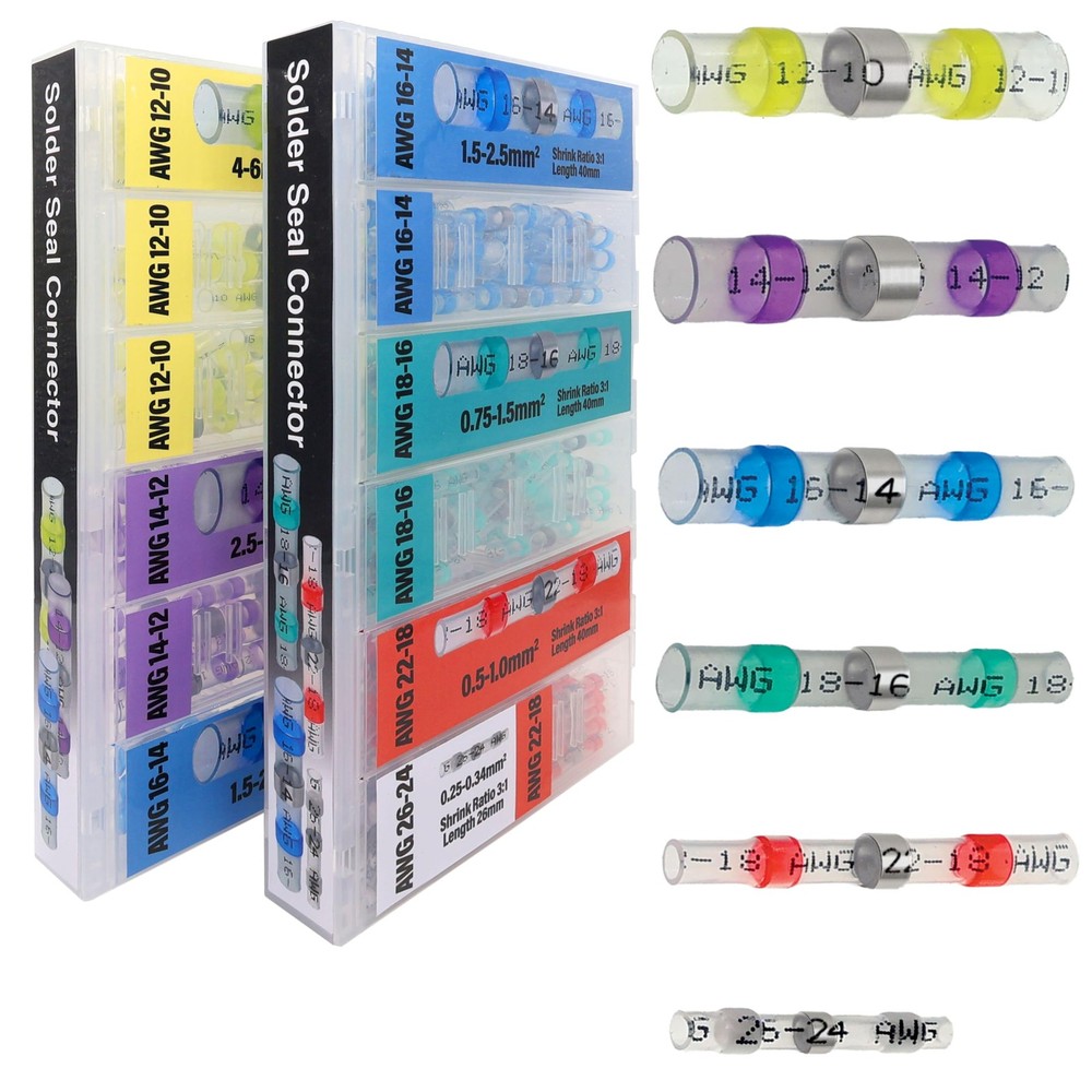 EEEEE 344PCS Solder Seal Wire Connectors Marine Grade Yellow, Green, Blue