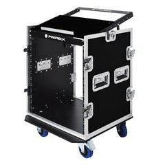 PRORECK 14U Rack Road Case With 20“ Rackable Depth Slant Mixer Top, Casters