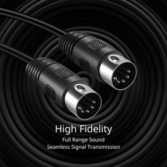 TNP MIDI Cable 6FT – 5 Pin DIN Male to Male Audio Interface Lead for Keyboard Sy