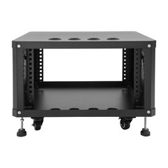 6U Stereo & Studio Rack w/ 4 Wheels, Rolling Network Cabinet Open Frame Rack