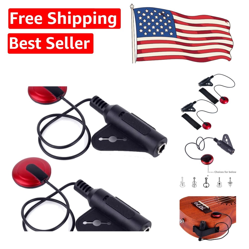Versatile 2-Pc Piezo Pickup Microphones for Guitar, Banjo & More – Plug and Play