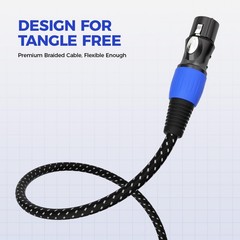 Premium 2 Pack 50FT XLR Microphone Cable, Noise Free and Long-Lasting Nylon B…
