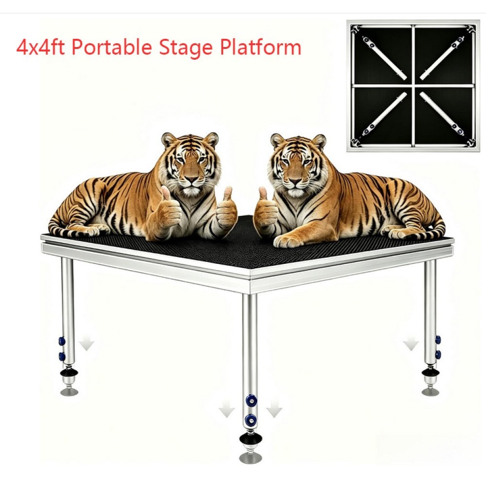 4 *4 ft Portable Stage Platform Modular System Height Adjustable Riser 24″ – 40″