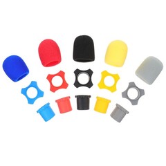5 Sets Reusable Microphone Protective Covers Assorted Colors Anti-Drop Rings