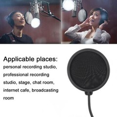Microphone Pop Filter Dual Layered Mic Shield With Flexible 360° Gooseneck Clip