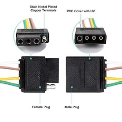 4 Pin Trailer Light Plug Connector Wire Harness Extension 18AVG Male-Female 1ft