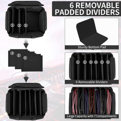 DJ Cable File Bag with 6 Detachable Dividers High Capacity Gig Cable Bag for Cor