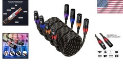 4-Pack XLR Cables 15ft – Microphone Speaker Nylon Braided