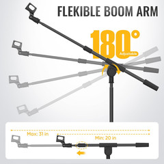 Microphone Stand for Light Microphone Less than 1 LB – Tripod Boom Arm Mic Stand