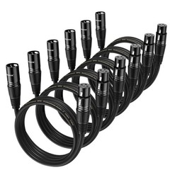 1.5 Ft XLR Cable 6 Packs Balanced Microphone DMX Cable Black