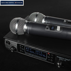 Phenyx Pro Wireless Microphone System, Dual Two Handheld Mics, Black