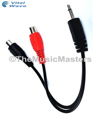 6 inch 3.5MM (1/8″) Mono Male to Dual RCA Female Jacks Audio Cable Wire VWLTW