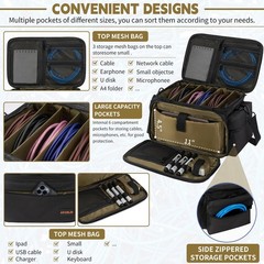 Cable File Bag DJ Gig Bag Cord Organizer Case with Detachable Dividers for La…