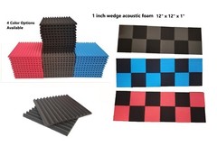 12 pks 12x12x1″ Wedge Acoustic Foam Soundproof Wall Record Studio Panel Tile Blk