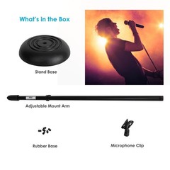 Pyle Adjustable Microphone Stand – Universal Mic with 1 Pack, Black