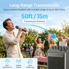 Long-Range Wireless Microphone with USB Charging – Perfect for Singing & Events