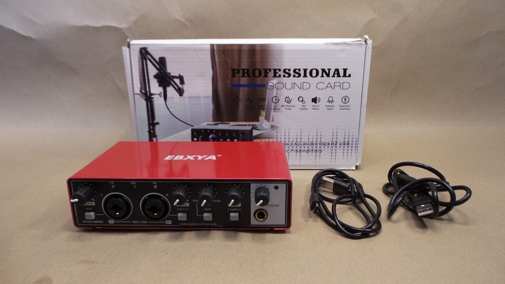 EBXYA 2i2 USB Audio Interface for PC Recording, 24-bit/192kHz Plug and Play USB