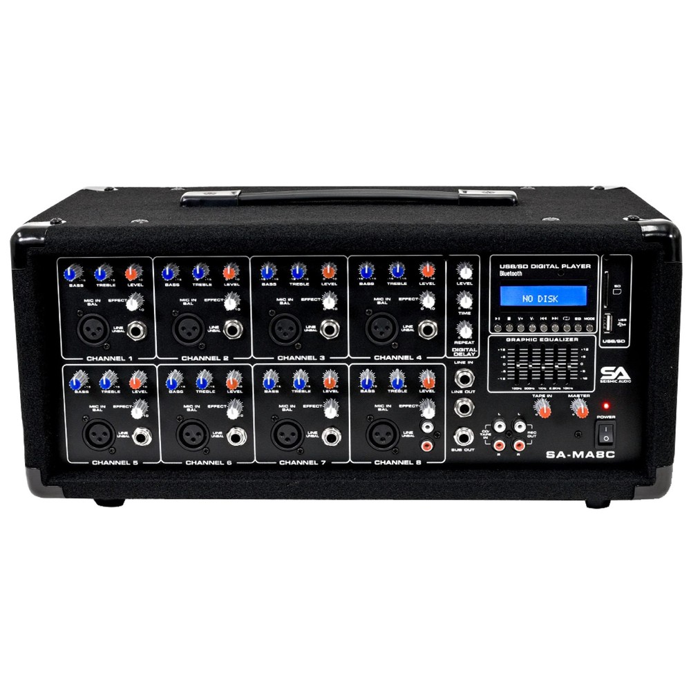 Seismic Audio – SA-MA8C – 8 Channel 400 Watt Powered PA Head Mixer with Black