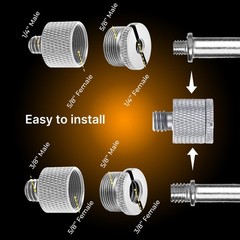 8 PCS Metal Mic Stand Screw Thread Adapter Tripod ADP03A Silver Mount Kit Fix