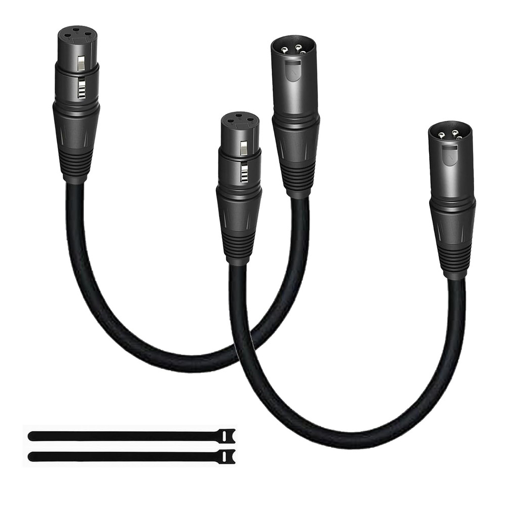 Short XLR Cables 1.6FT 2 Pack,Xlr Male to Female Balanced Microphone Cord 3 Pin,