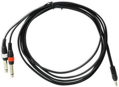 Rockville RNDSM10B 10′ 3.5mm 1/8″ TRS to Dual 1/4″ TS Cable 100% Copper