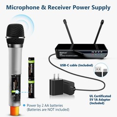 Bietrun Wireless Microphone with Echo/Treble/Bass, UHF 160ft Range, Dual UHF …