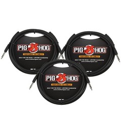 3x Pig Hog PTRS06 High Performance 1/4″ TRS Instrument Cable, 6 Feet