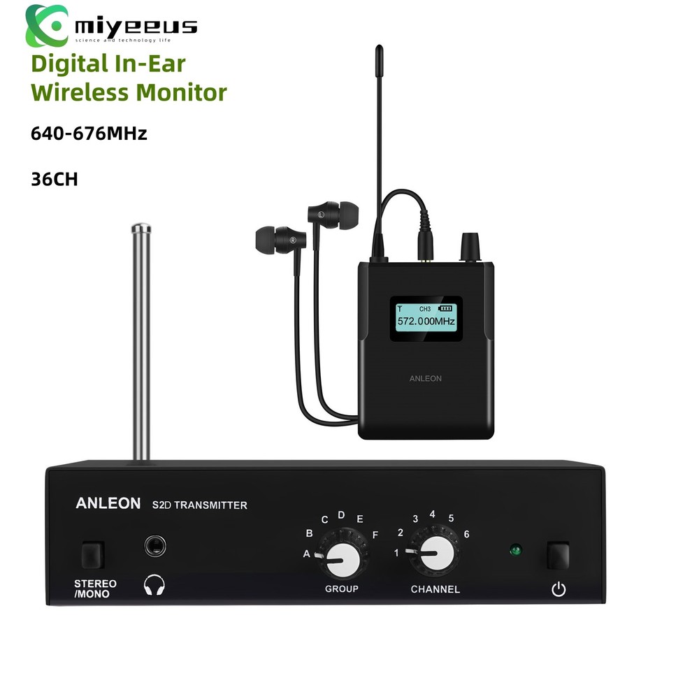 ANLEON S2D 640-676MHz Digital In-Ear Wireless Monitor RF Transmitter Receiver