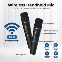 Voice Amplifier with 2 Wireless Microphones, 70W Portable Bluetooth Speaker