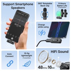 BOYA BY-V20 Wireless Microphones for iPhone 17/16/15 & Android/Laptop with USB-C