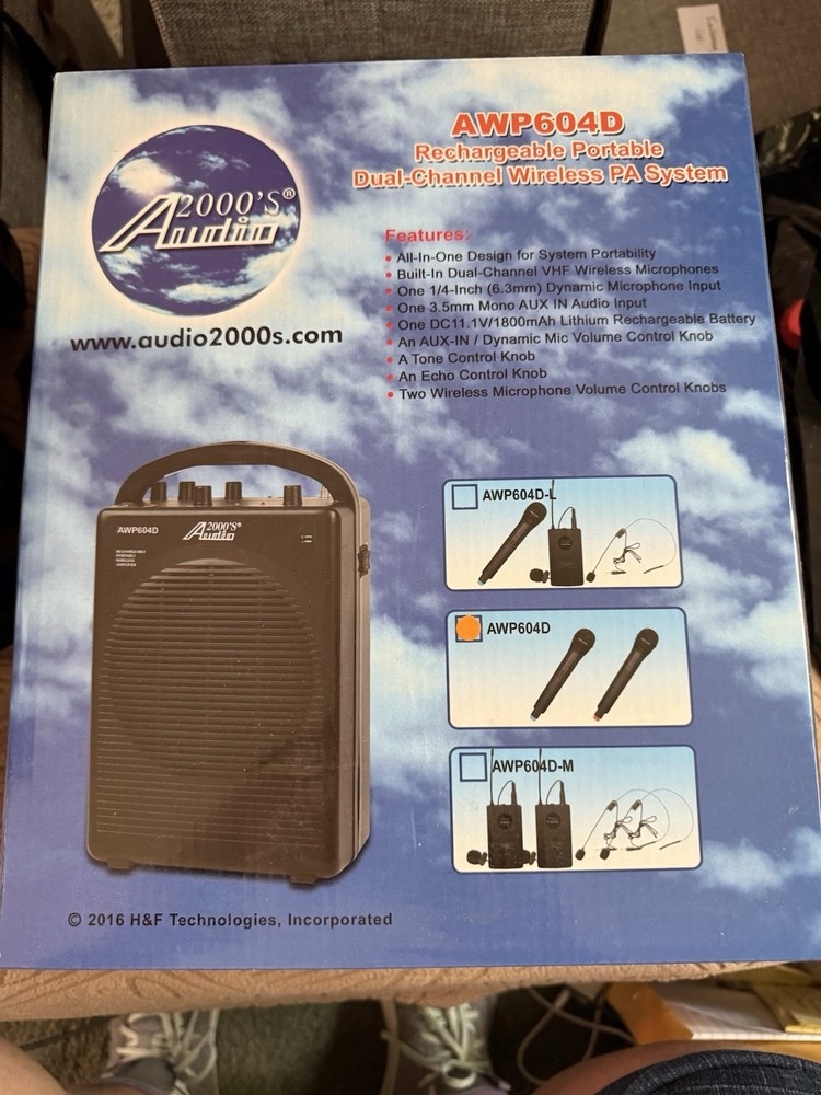 Audio 2000’s AWP604D Rechargeable Portable PA System AWP604D (New & Unopened)