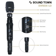 Sound Town UHF 200 Channels Wireless Microphone System with Auto Scan SWM26-U2HH