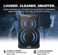 Hybrid DJ 2500W PA Speaker with Bluetooth, DSP & Pole Mount Capability
