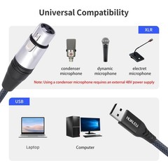 XLR Female to USB Microphone Cable Converter – 10FT Recording Link for PC