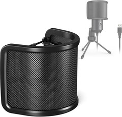 Pop Filter Screen, Compact Microphone Pop Shield Windscreen with Metal Mesh for