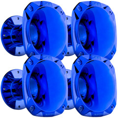 4x DS18 PRO-HP102 Blue Chrome Bolt-on 2″ Throat Plastic Driver Horn – 4.8″ Depth