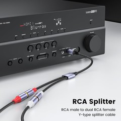 1 Pack RCA Y Splitter Cable 1 Male to 2 Female Audio Adapter Black Cord