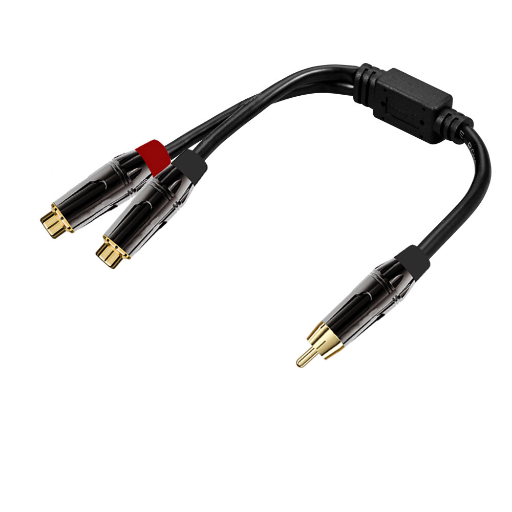 RCA Male Mono to Dual RCA Female Mono Splitter Y Cable Extension Gender Change